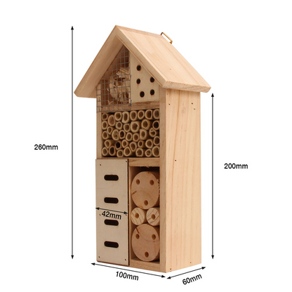 Bee and Insect-Friendly Wooden Insect House – Natural Habitat for Gardens and Patios