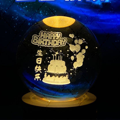 Glowing moon crystal ball with galaxy effect