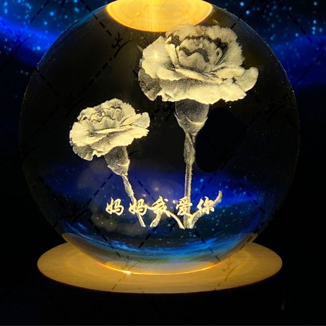 Glowing moon crystal ball with galaxy effect