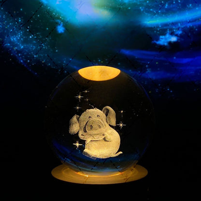 Glowing moon crystal ball with galaxy effect