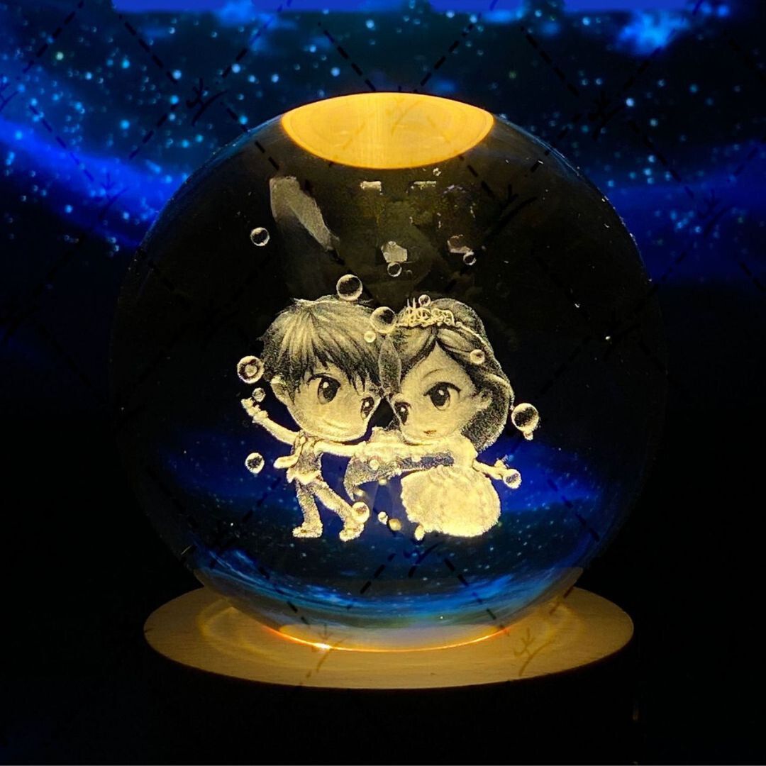 Glowing moon crystal ball with galaxy effect