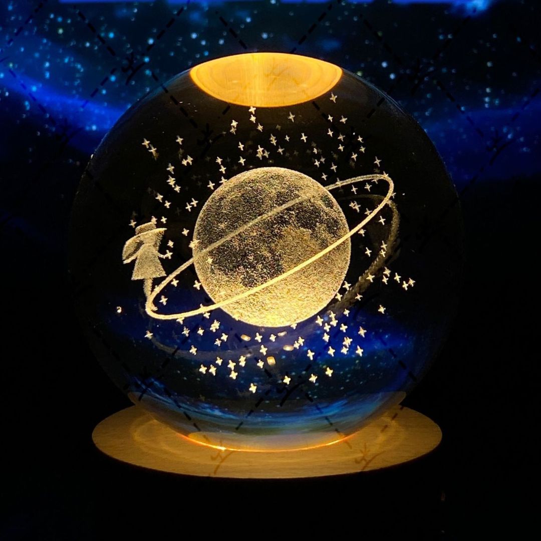 Glowing moon crystal ball with galaxy effect