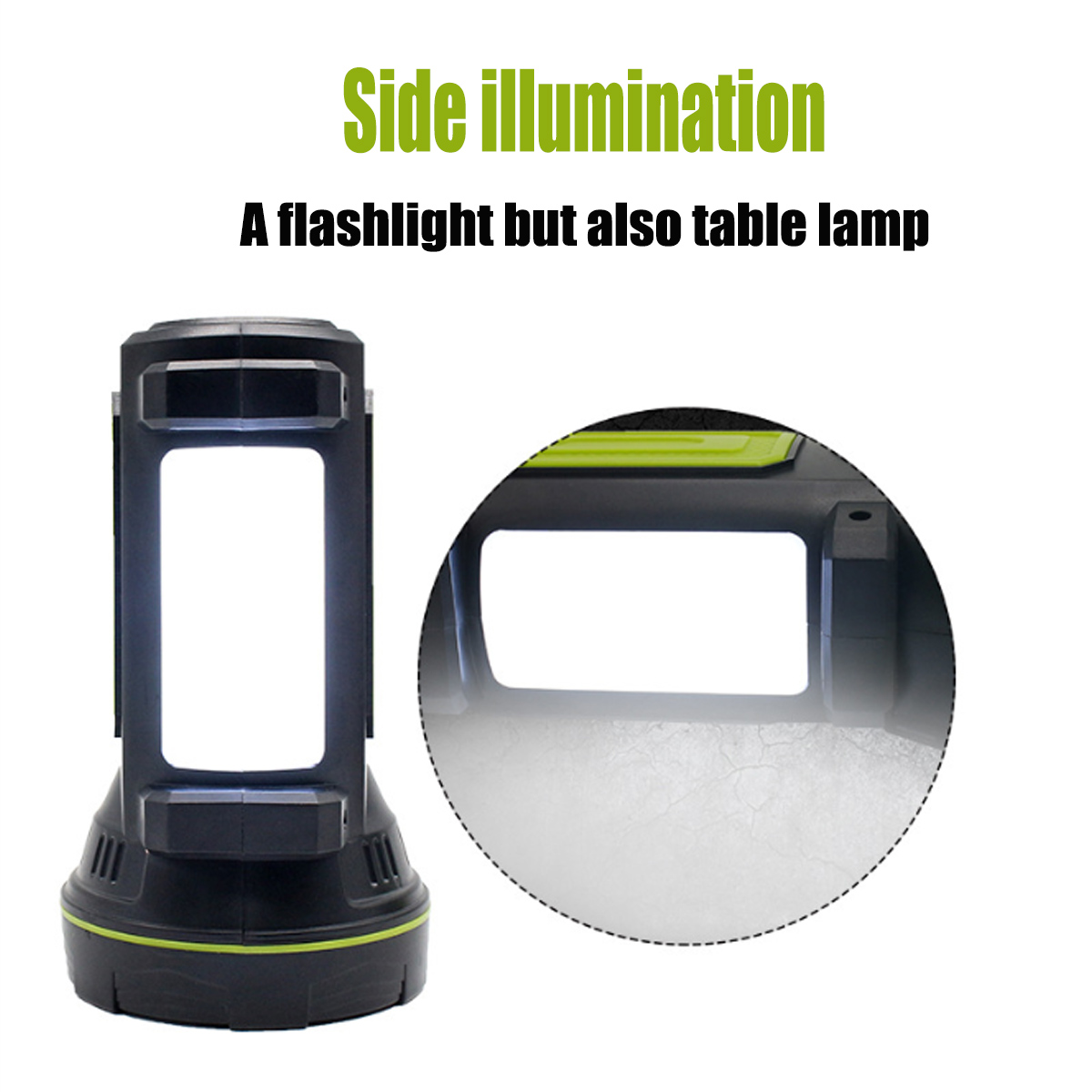 Multifunctional LED Flashlight with Side Spotlight – Portable Work Light for Outdoor Camping and Emergencies