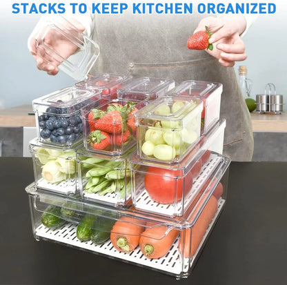Stackable Refrigerator Organizer Set – 10 Storage Boxes for Better Organization & Freshness