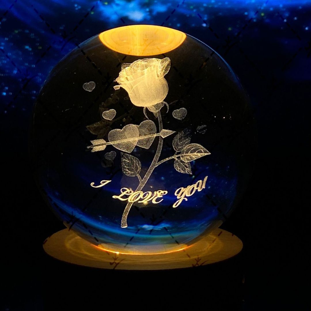 Glowing moon crystal ball with galaxy effect