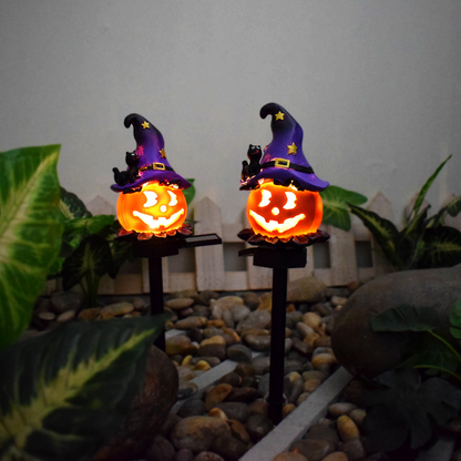 Halloween Solar Lights with Pumpkin and Witch Motifs – Decorative LED Outdoor Lighting for Garden and Patio