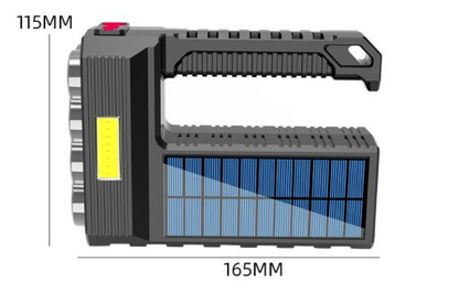 Power LED Flashlight with Solar Charging – Waterproof Handheld Spotlight with 10,000 m Range and Large Lithium Battery