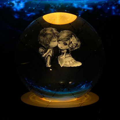 Glowing moon crystal ball with galaxy effect