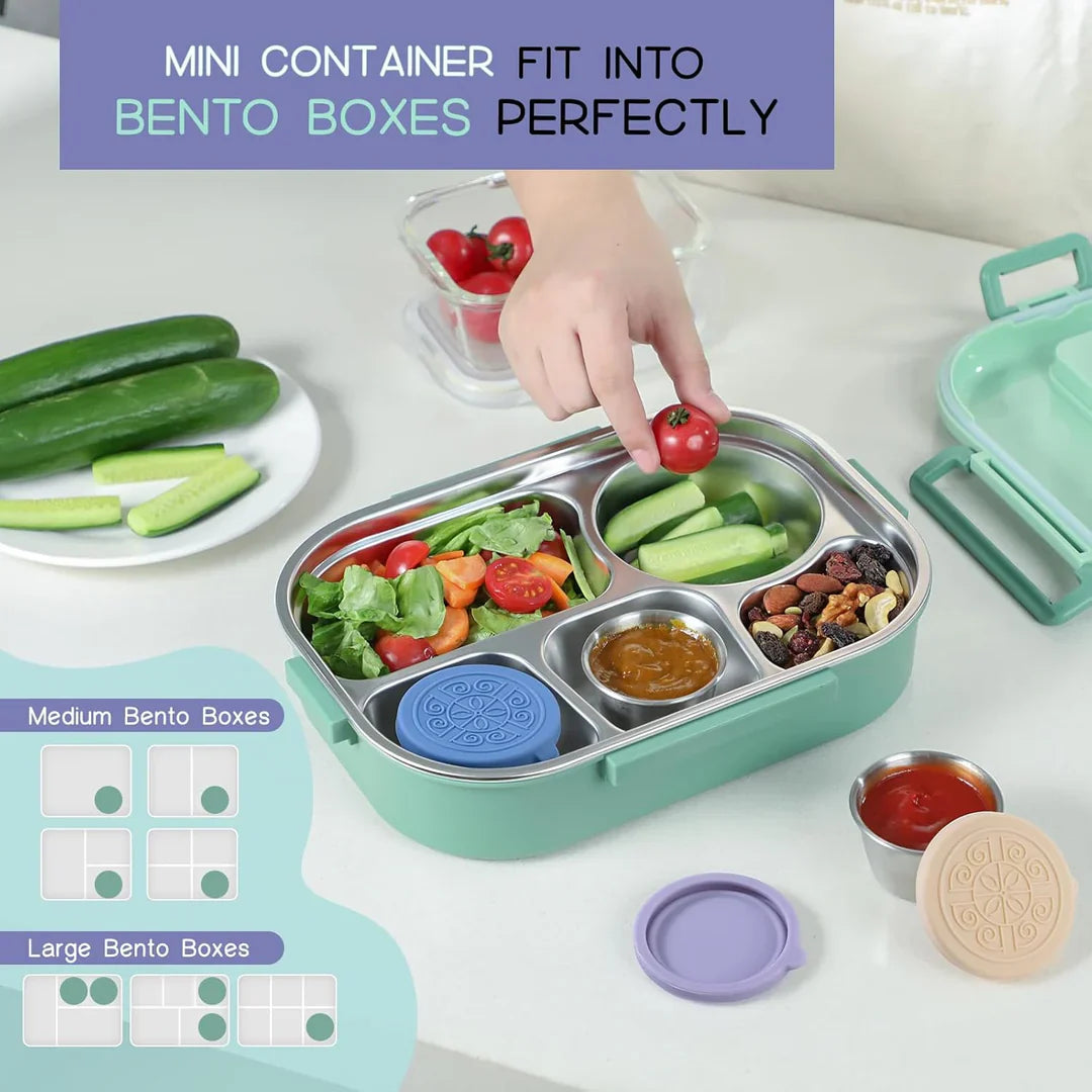 Leakproof Stainless Steel Dip Containers with Silicone Lids (Set of 6) – Perfect for Sauces, Dressings & Snacks