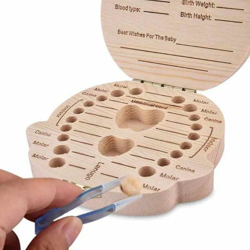 Wooden Tooth Box for Baby Teeth – Keepsake Box with Space for Teeth and Personal Information