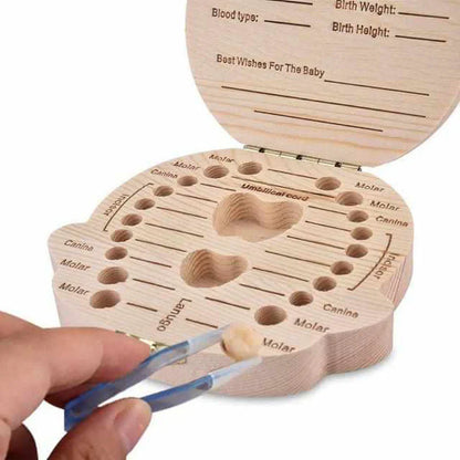 Wooden Tooth Box for Baby Teeth – Keepsake Box with Space for Teeth and Personal Information