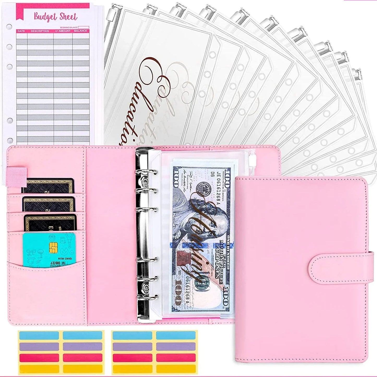 Budget Planner with Envelopes and Card Slots
