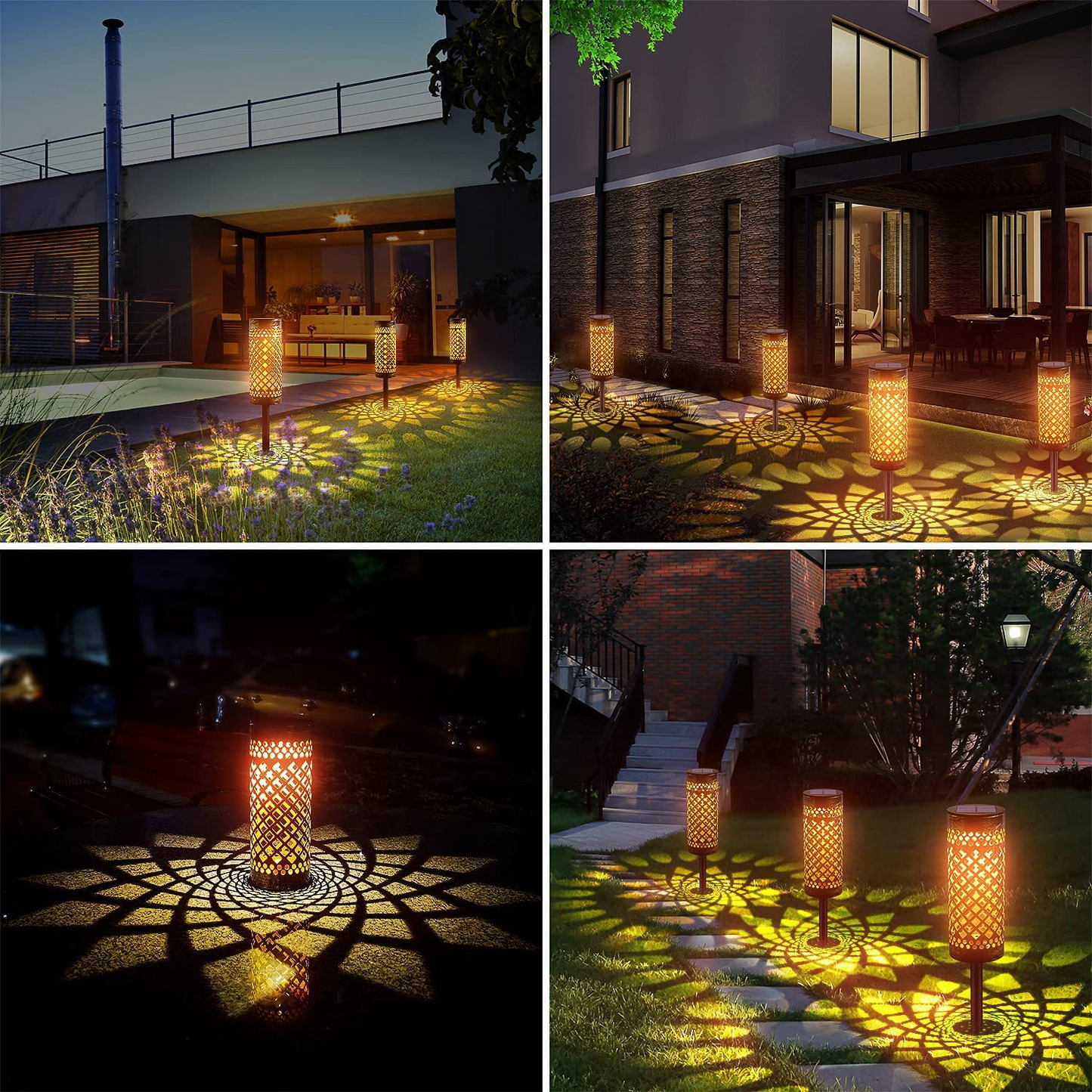 Waterproof Solar LED Garden Light with Projection Pattern – Durable Outdoor Metal Lighting