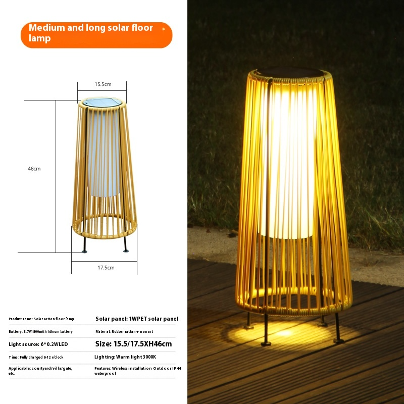 Solar LED Rattan Lamp – Stylish Outdoor Lighting in Oval Design for Garden and Terrace
