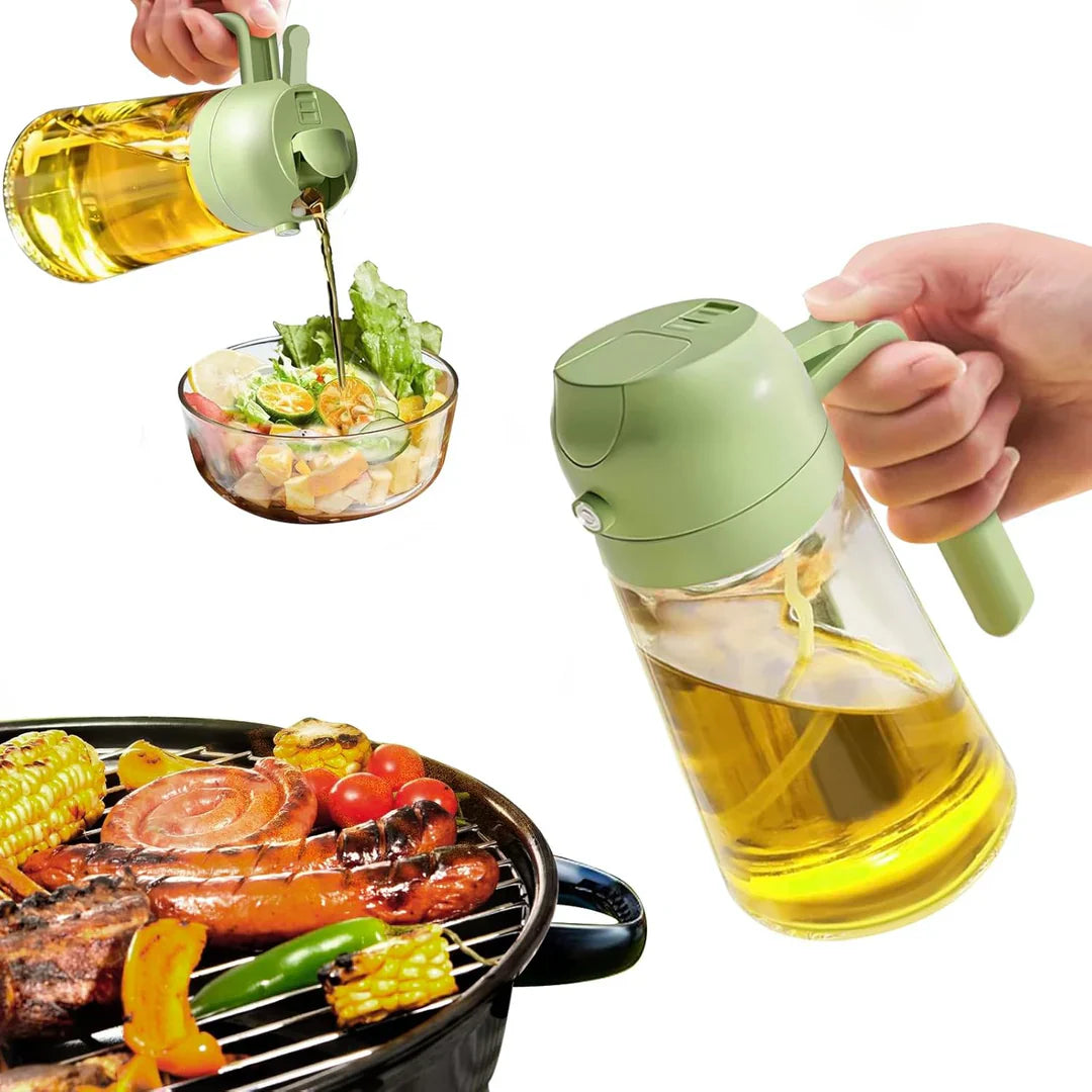 Premium 2-in-1 Oil Dispenser & Sprayer with Pressure Mechanism – Perfect for Cooking, Grilling & Salads