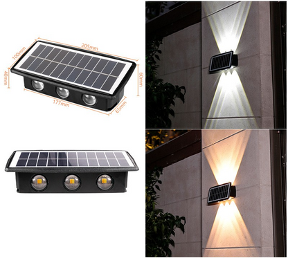 Solar LED Wall Lamp with Up & Down Effect – Modern Outdoor Lighting for Garden and Patio