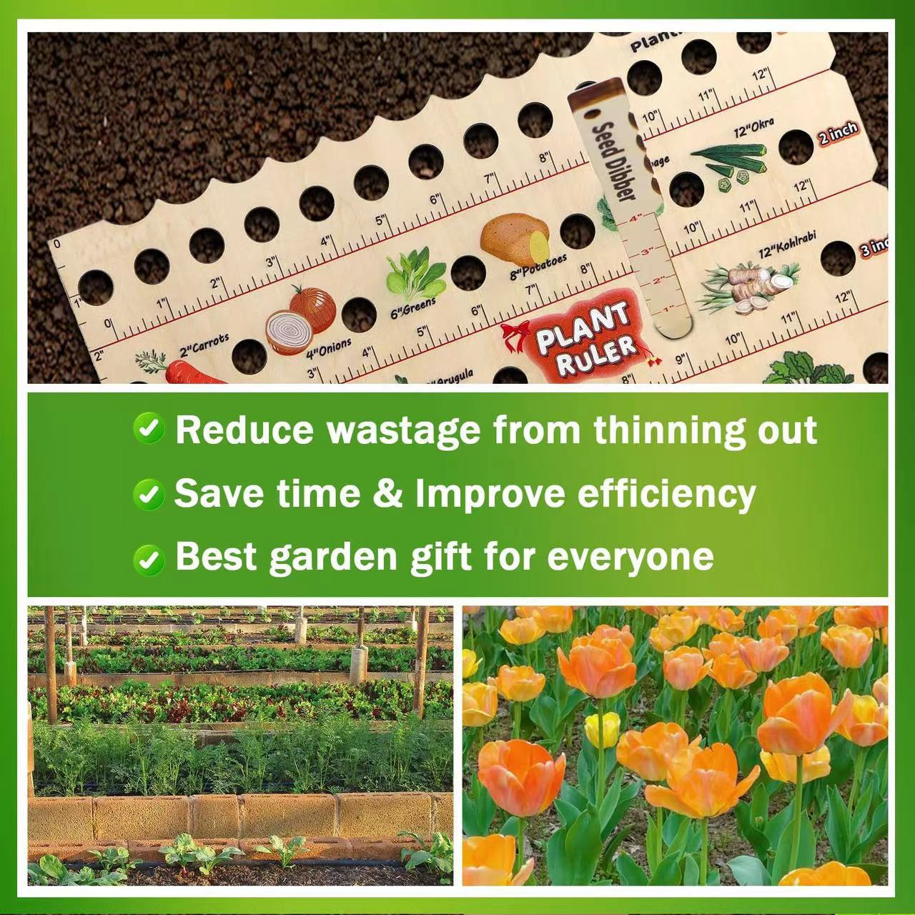 Wooden Planting Ruler – Multifunctional Seed Measuring Tool for Precise Planting in the Garden