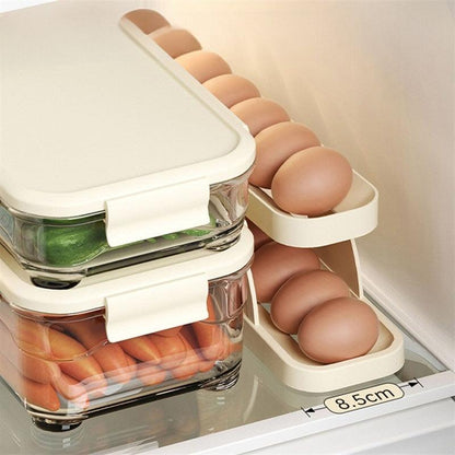 Space-Saving Egg Rack with Automatic Refill System