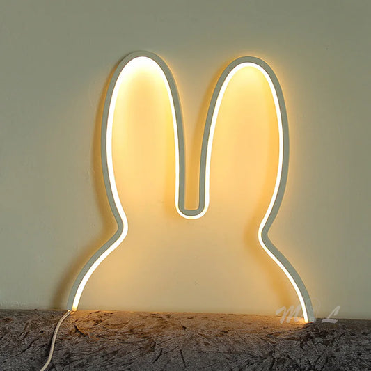 LED Bunny Lamp – Dimmable Wall Light with USB Charging