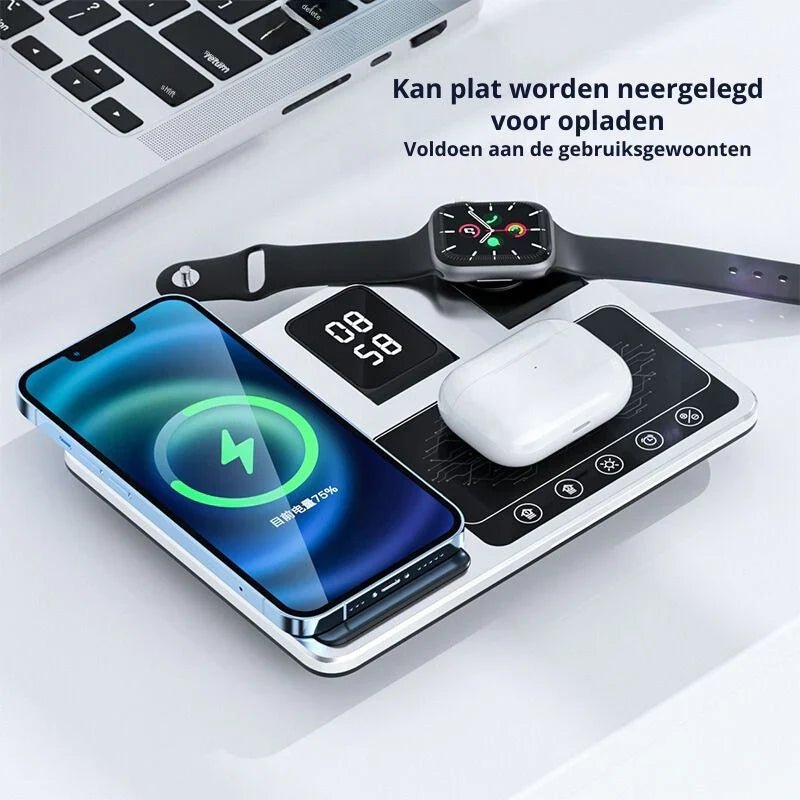 Versatile Wireless Charging Station for Smartphone, Watch, and Earbuds