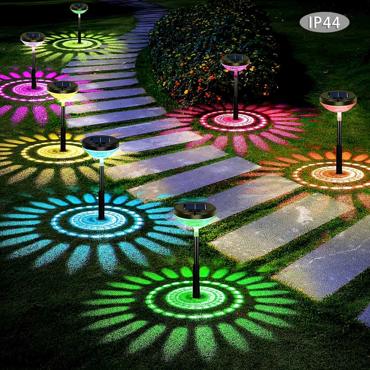 Solar Garden Lamp with Color Change – LED Outdoor Lighting with Floral Pattern for Patio and Garden