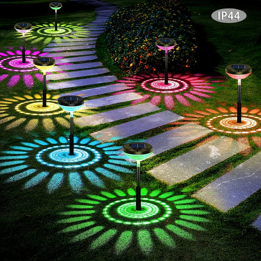 Solar Garden Lamp with Color Change – LED Outdoor Lighting with Floral Pattern for Patio and Garden