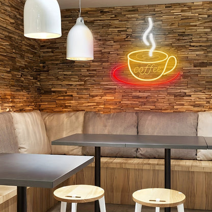 Trendy LED Coffee Cup Wall Lamp in Retro Neon Style
