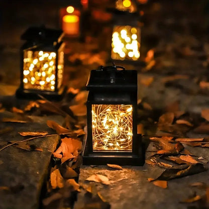 Waterproof Solar LED Lantern with String Lights – Garden Lighting for Terrace and Balcony with Hanging Clip