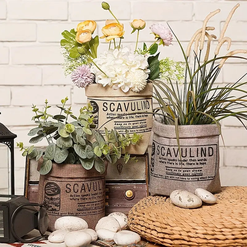 Decorative Fabric Planter with Print – Versatile Plant and Decorative Pot for Home and Garden