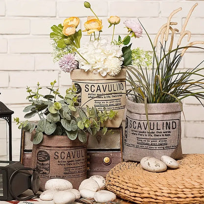 Decorative Fabric Planter with Print – Versatile Plant and Decorative Pot for Home and Garden
