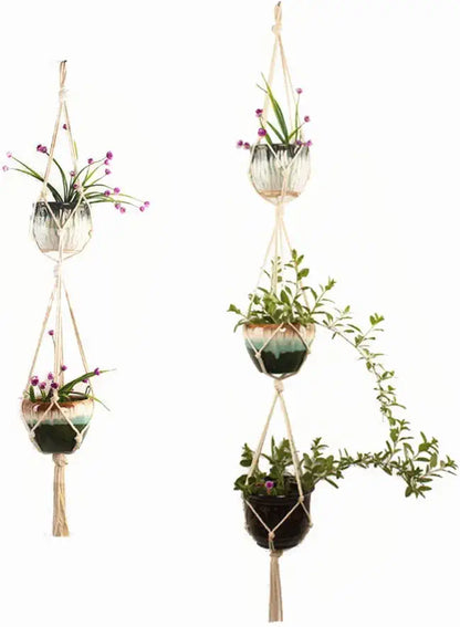 Macramé Plant Hanger Made of Cotton Rope – Stylish Hanging for Flower Pots in Boho Design