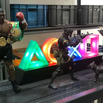 Gaming LED Lamp with PlayStation Symbols – Music-Reactive RGB Light for Gamer Bedroom Desk Decoration
