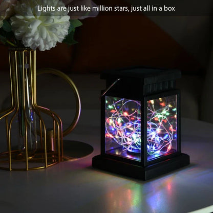 Solar-Powered LED Lantern with String Lights – Decorative Outdoor Lighting for Garden, Patio, Balcony & Outdoor Area, Warm White