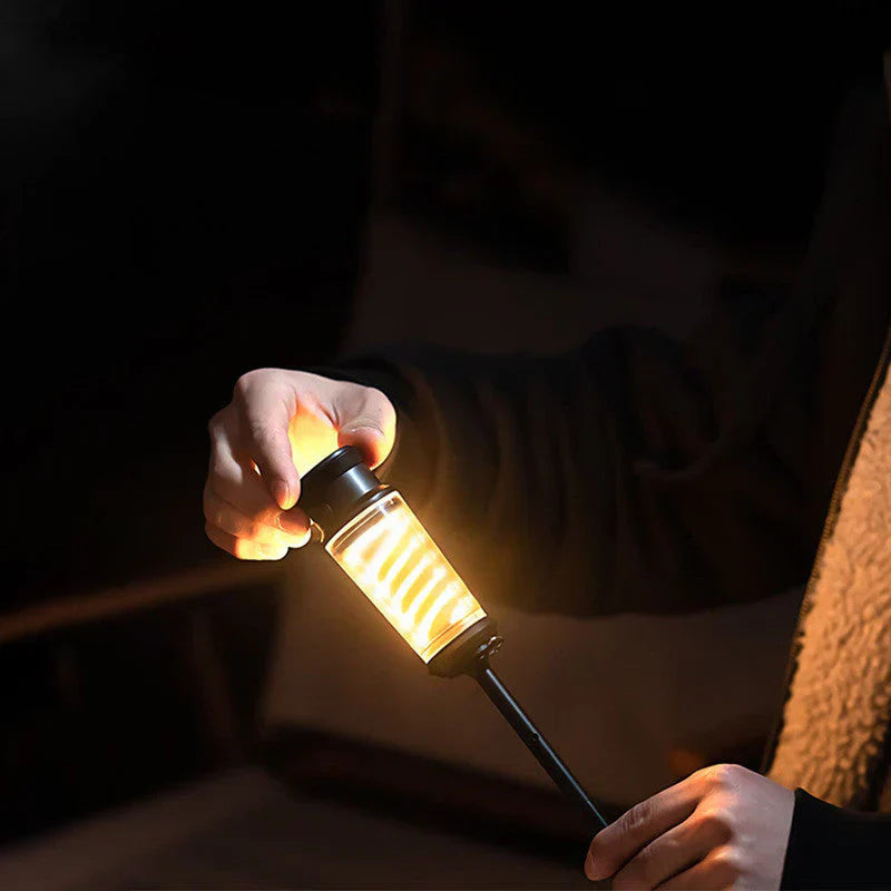 Lantern with LED Spiral and Bright Flashlight for Outdoor Use