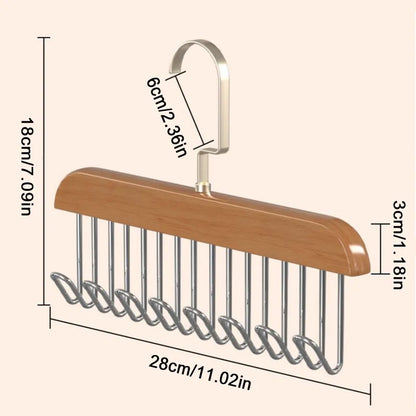 Space-Saving Wooden Multi-Hook Clothes Hanger