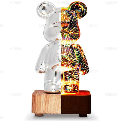 3D LED Bear Lamp with Firework Effect – Atmospheric Decorative Light
