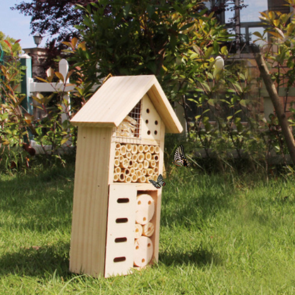 Bee and Insect-Friendly Wooden Insect House – Natural Habitat for Gardens and Patios