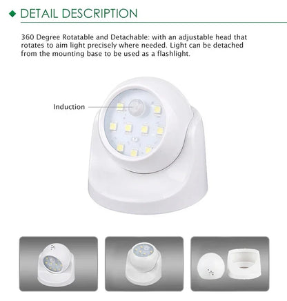 Cordless LED Spotlight with Motion Sensor – 360° Rotatable & Energy-Efficient