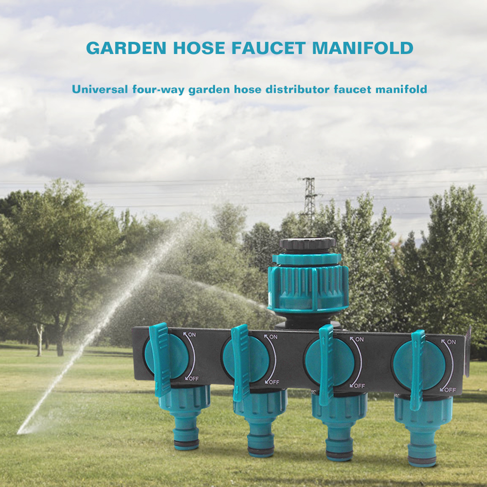 Universal 4-Way Garden Hose Splitter – Adjustable Faucet Distributor for Efficient Irrigation