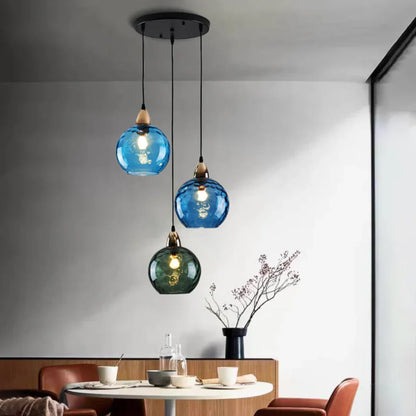 Elegant Triple Glass Pendant Light with Color-Changing Design