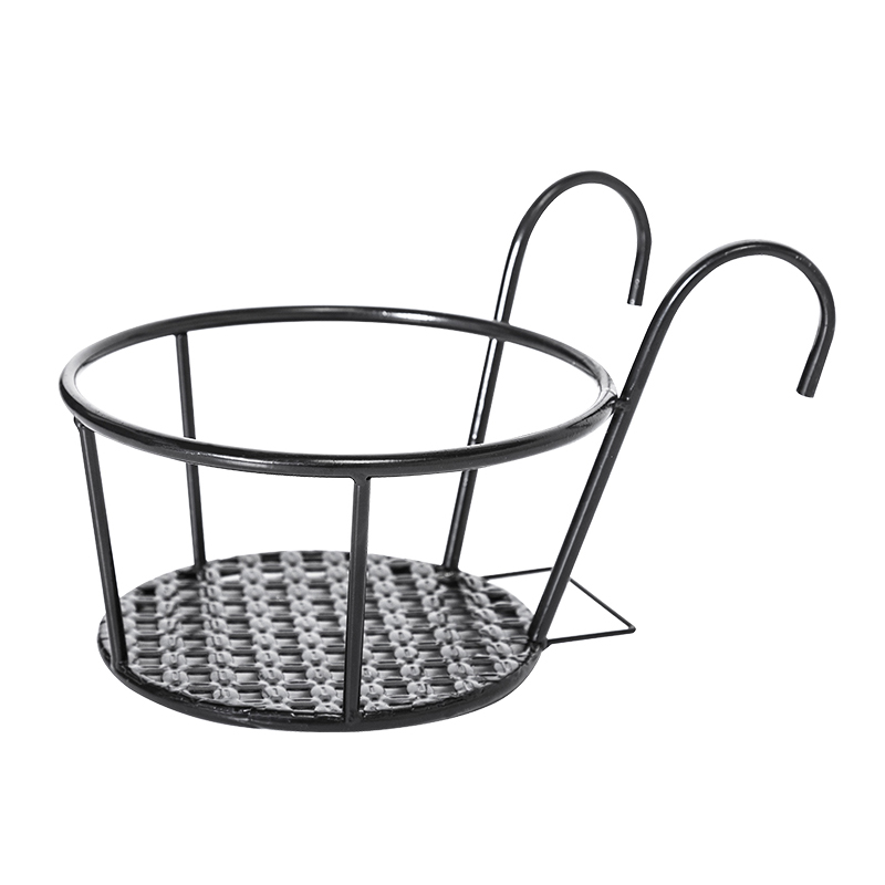 Metal Hanging Plant Basket – Balcony Planter Pot with Hook for Garden and Patio