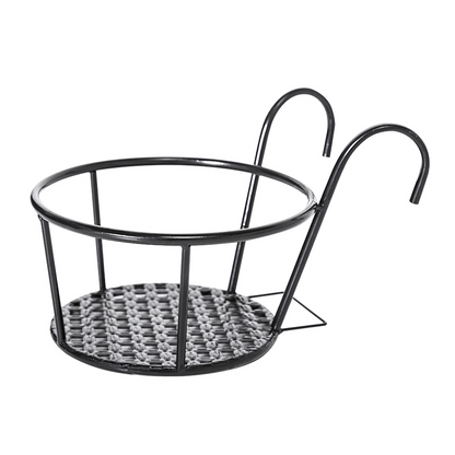 Metal Hanging Plant Basket – Balcony Planter Pot with Hook for Garden and Patio