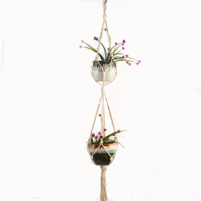 Macramé Plant Hanger Made of Cotton Rope – Stylish Hanging for Flower Pots in Boho Design
