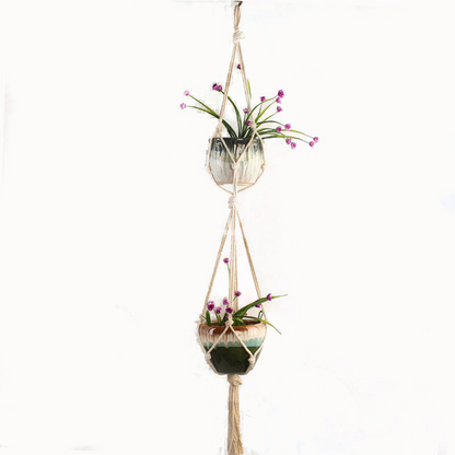 Macramé Plant Hanger Made of Cotton Rope – Stylish Hanging for Flower Pots in Boho Design