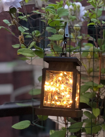 Waterproof Solar LED Lantern with String Lights – Garden Lighting for Terrace and Balcony with Hanging Clip