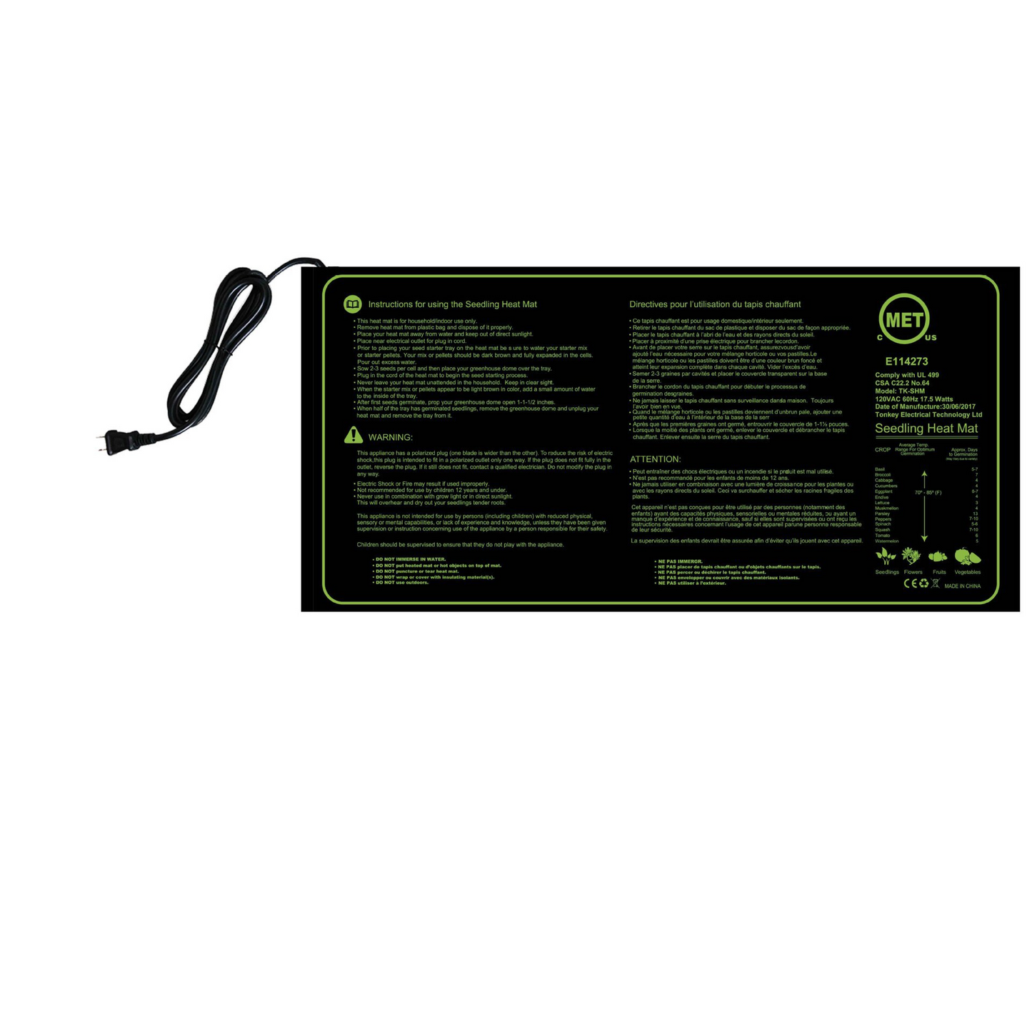 Plant Seedling Heating Mat – Temperature Control for Faster Germination and Optimal Growth