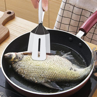 Reversible Stainless Steel Spatula with Non-Slip Handle for Frying Pans and Grills