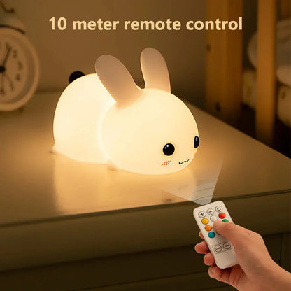 Charming Bunny Night Light with Remote Control and Color-Changing Features