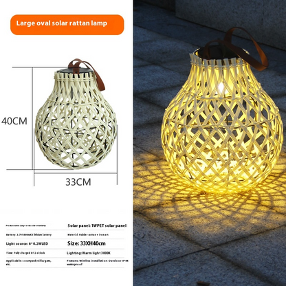 Solar LED Rattan Lamp – Stylish Outdoor Lighting in Oval Design for Garden and Terrace