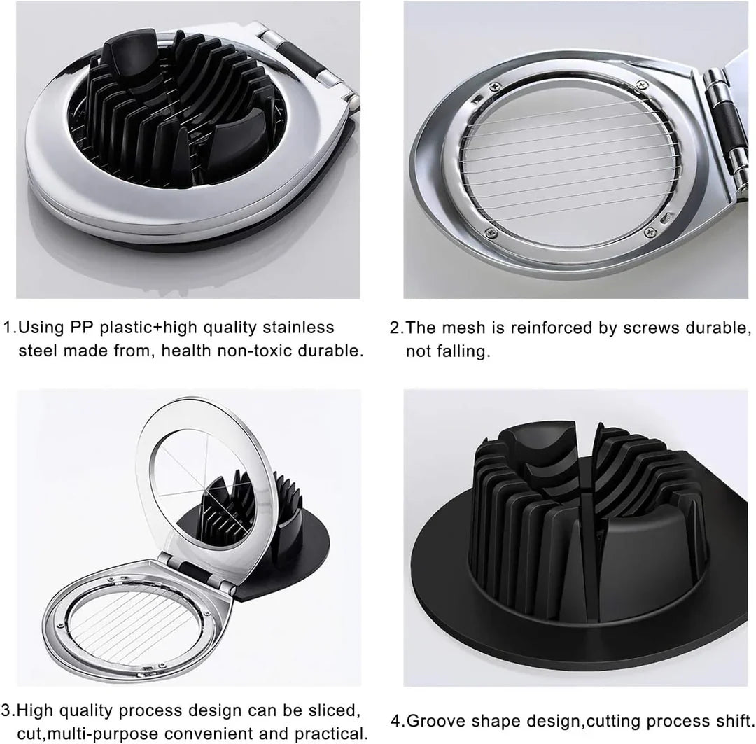 Stainless Steel Egg Slicer – Multifunctional 3-in-1 Slicing Tool for Perfect Eggs